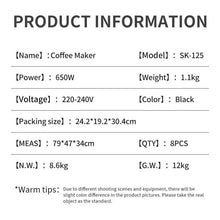 Load image into Gallery viewer, 900ML 650W Coffee Maker
